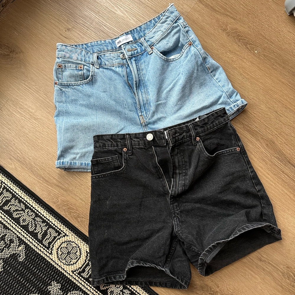 Stylish Denim and Black Jean Shorts (sold both together)